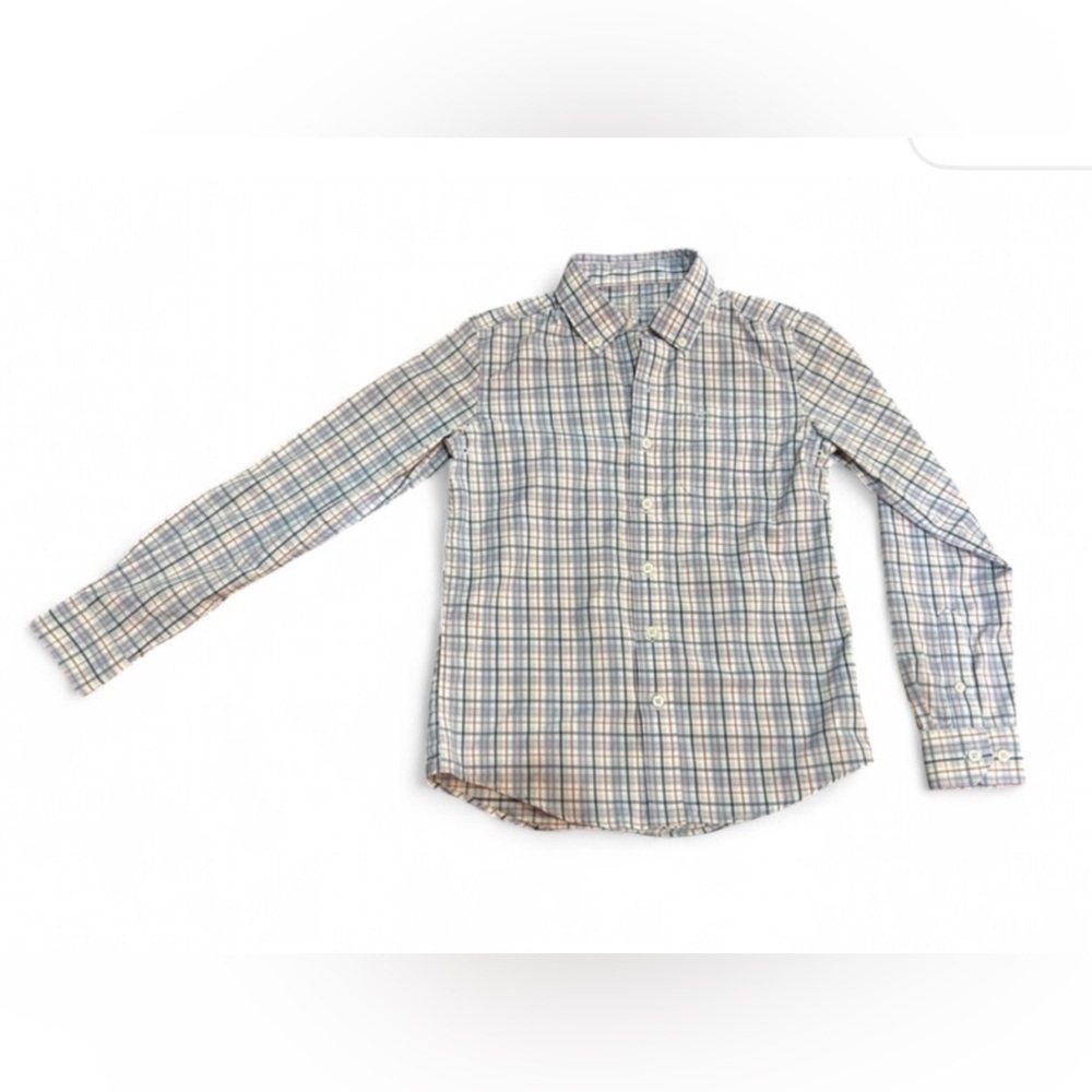 Southern Tide Blue and Gray Boy’s 8/10 Checkered Button Down Shirt